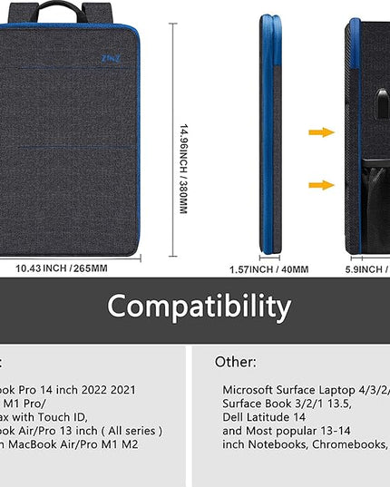ZINZ Slim & Expandable Laptop Backpack Water Resistant Travel Backpack Compatible with MacBook Air/Pro 13-14 inch XPS 13 Surface 13.5" and Most 13-14 inch NoteBooks,B01BL01