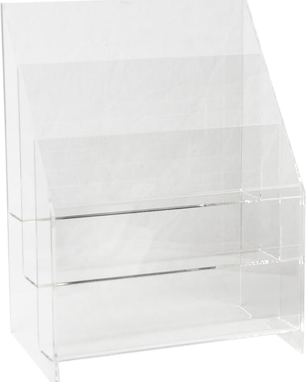 Clear-Ad - Acrylic Magazine Organizer 8.5x11 - Plastic Flyer Holder - Brochure Display Stand - Literature Holders 8.5 x 11 - Pamphlet Rack - MPF-8511-3 (Pack of 6)