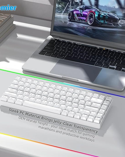Womier White Jelly Keycaps, Mechanical Keyboard for keycaps Set, OEM Profile Key Cap, 113-Key Cute Custom Keycaps for 60%,75%,100% Mechanical Keyboards with Cherry/Gateron MX Switches-White