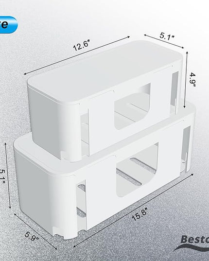 Power Strip Cover Box - Hide Power Strip for TVs and Computers, Electrically Safe Cord Organizer Box, Cord Box Crafted from Durable ABS Material (2pack,White)