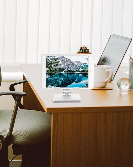 DECORNIJIA Adjustable Metal Tablet Desk Mount Stand with Multi-Angle Folding Holder for Office and Home Use Portable Tablet Bracket Compatible with Ipad
