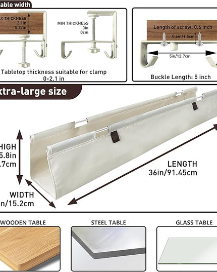 [Upgraded] Under Desk Cable Management, 28" Cord Organizer, with Silicone Pads (No Scratch!), 16 Cable Ties, Washable PE Honeycomb Base,Fits Any Desk 0-2.1", No Stinky Cardboard!Beige