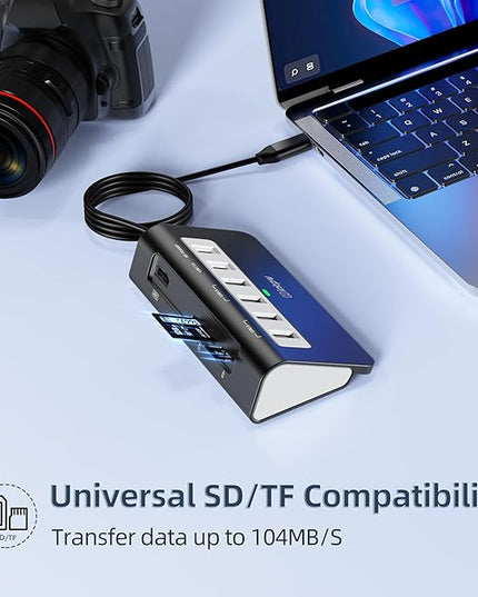9-in-1 USB-C Docking Station - 4K HDMI, PD 100W, 3 Type A/C 3.0 5Gbps, 2 Type-A 2.0, SD/TF, Aluminum USB C Hub Compatible with MacBook, iPad, iPhone 16/15