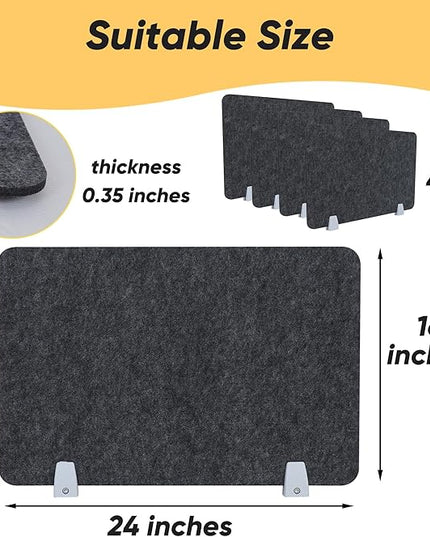 4 Packs Privacy Desk Dividers Acoustic Desk Panel 16x24 Inch Noise Reducing Desk Privacy Panel and Visual Distraction with Metal Clip for Student Offices School (Black)