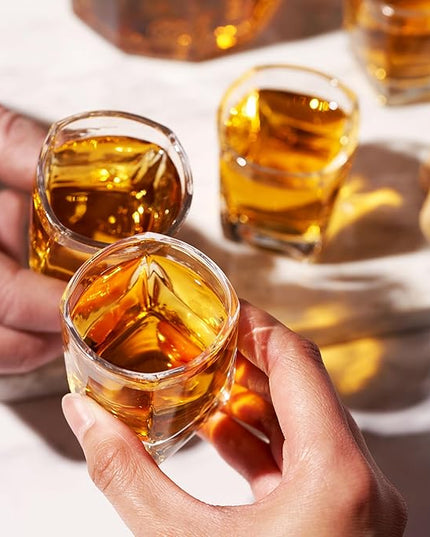 True Square Shot Glasses, Reusable Shot glasses, Perfect For Whiskey, Vodka, And Tequila, Party Shot Cups, Set Of 4, 1.5 oz.