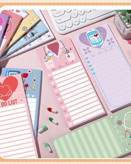Censen 10 Pack 500 Sheets To Do List Notes Daily Checklist Notepads with 50 Sheets Each Undated Color Memo Pad Block Shopping List Pad Weekly Plan Notepad Organizer Planners(Colorful,Nurse)