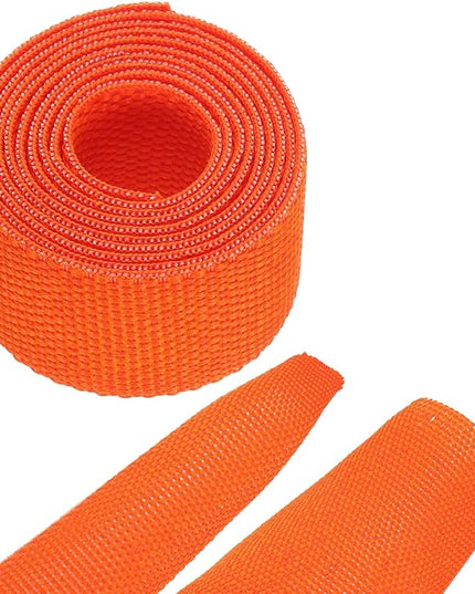 MECCANIXITY Braided Cable Sleeves Heat Shrinkable Fabric Sleeving, 5/8" 3ft Orange 2:1 Ratio Heat Shrinkable Cord Protector for Harness Cable, Network Cable Protection, Cable Management
