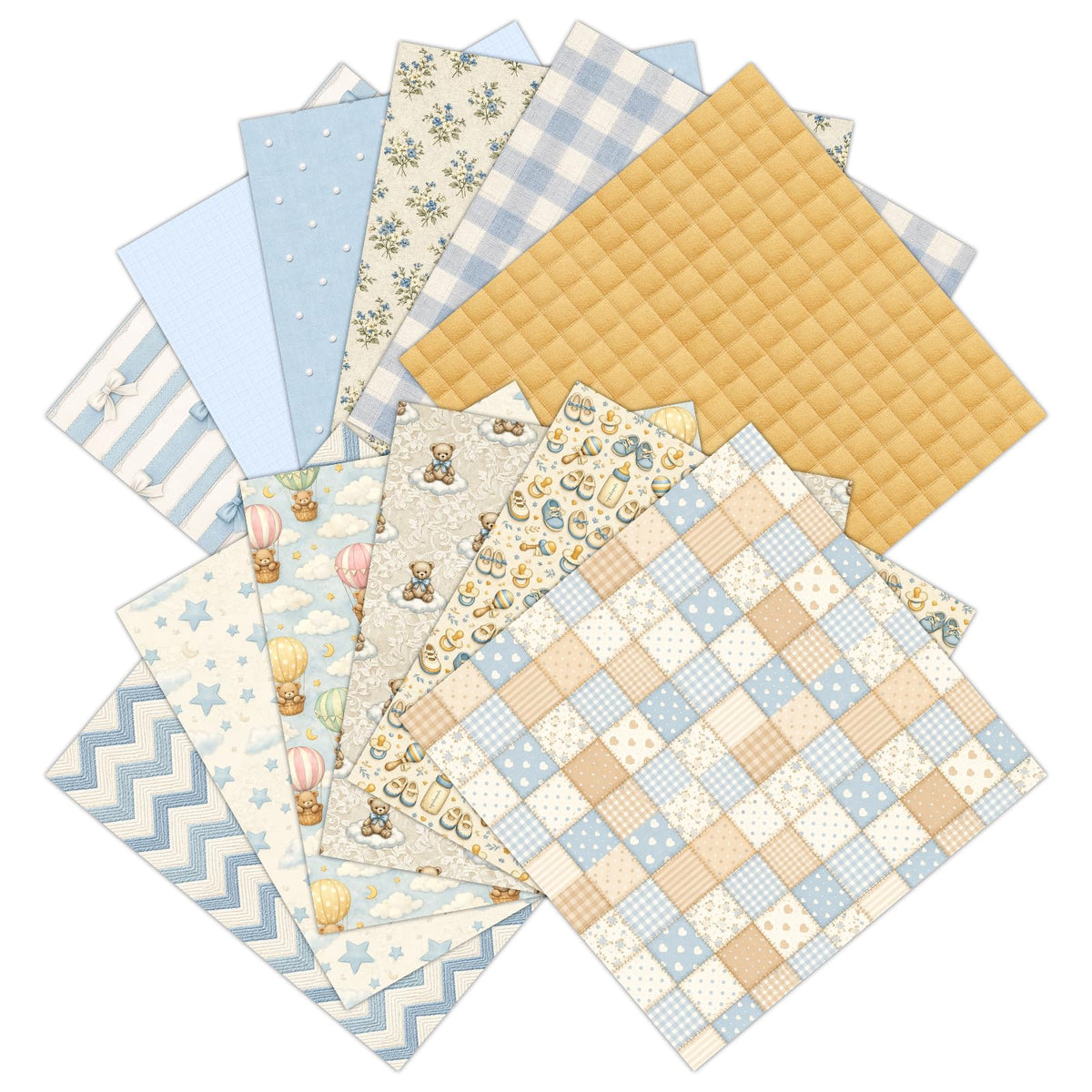 Jotlink 24 Sheets Baby Boy Scrapbook Paper Pad, 6x6 inch Heavyweight 160GSM Single-Sided Cardstock, Smooth Matte Vintage Sweet Nursery Patterned Paper for Card Making Photo Album Collage & DIY Crafts