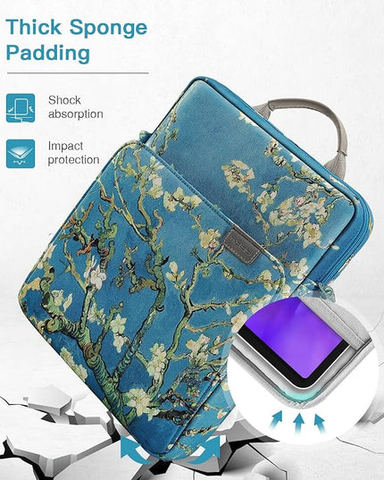 MoKo 12.9 Inch Tablet Sleeve Bag,Fits with 13" New iPad Pro M4 & Air M2 2024,iPad Pro 12.9 M2&M1,Surface Laptop Go 12.4,Galaxy Tab S8+/S9+ 12.4,Handle Carrying Case with Shoulder Strap, Apricot Flower
