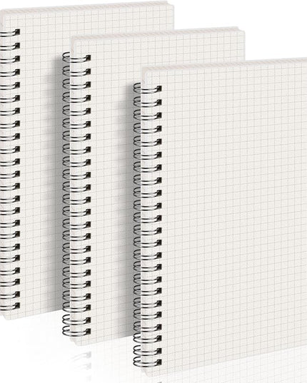AHGXG A5 Graph Paper Notebook Spiral (3-Pack) Spiral Journal 5.7"x 8.3", Quad Ruled, with Thick 100gsm Square Grid Paper,80 Sheets Per Pack