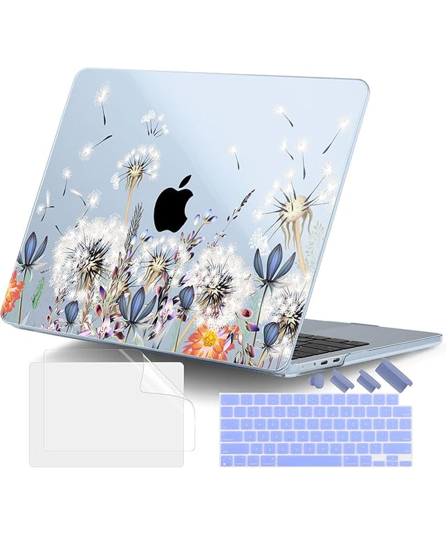 DONGKE for M4 MacBook Air 13.6 Inch Case 2025 2024 2023 2022 Model A3240 A3113 A2681 M3 M2 Chip, Plastic Hard Shell Case Cover with Touch ID for MacBook Air 13 Inch M4 - Dandelion