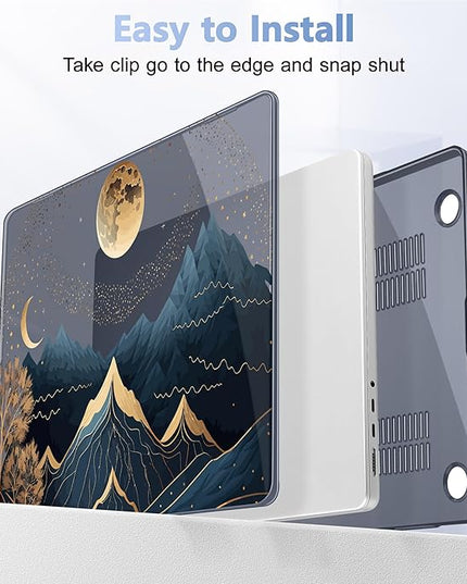 May Chen Case for MacBook Pro 14 inch, Models A2442 A2779 A2918 A2992 A3401 A3185 A3112 A3434, M1 M2 M3 M4 M5 Chip (2021-2025 Release), Plastic Hard Shell Case with Keyboard Cover, Starry Mountain