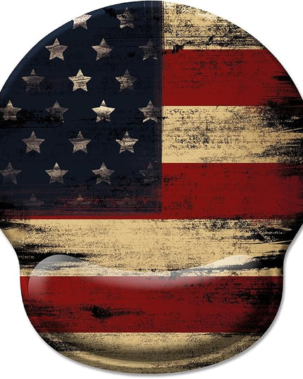 Ergonomic Mouse Pad with Wrist Rest, American Flag Gel Mouse Pads Wrist Support, Computer Mousepad with Non-Slip PU Base, Comfortable Mouse Pad for Desk Accessories Office Decor Supplies