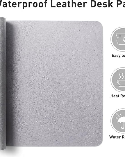 Aothia Large PU Leather Desk Pad Protector – Non-Slip Mouse Pad & Writing Mat for Office/Home, Waterproof, Easy to Clean (Smoky Lavender, 48" x 17")
