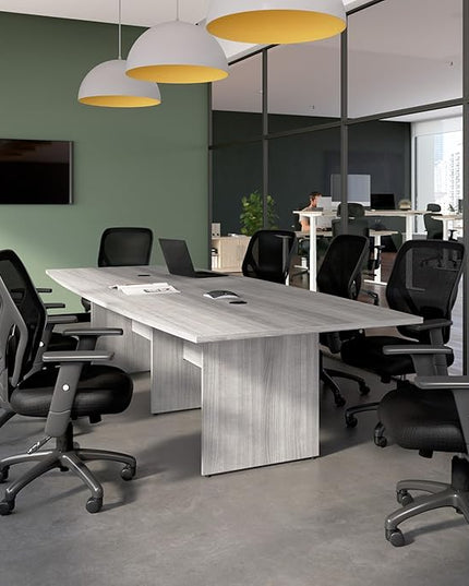 Bush Business Furniture 120-inch Office Conference Table with Wood Base, Boardroom Meeting Space for 10 Users, Platinum Gray