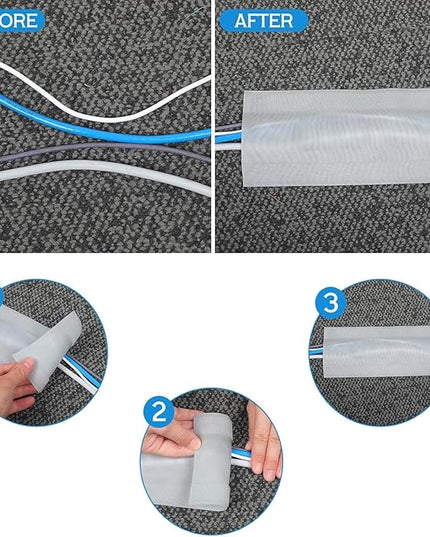 WILLBOND Carpet Cord Cover Cable Protector Floor Cover Cable Protector Management Only for Commercial Office Carpet(9.84 ft,Grey)