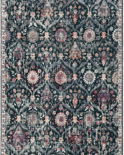 Lahome Moroccan Trellis Washable Rug, 2x3 Entryway Rugs for Kitchen Bathroom, Non-Slip Indoor Door Mat Ultra-Thin, Small Oriental Throw Carpet for Bedroom Entry, Black/Multi