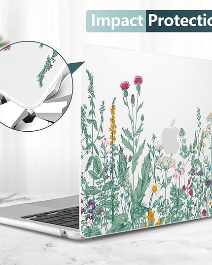 DONGKE for M4 MacBook Air 13.6 Inch Case 2025 2024 2023 2022 Model A3240 A3113 A2681 M3 M2 Chip, Plastic Hard Shell Case Cover with Touch ID for MacBook Air 13 Inch M4 (Garden Floral)