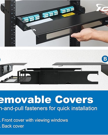 ICC 1U Fiber Optic Rack Mount Enclosure - 3 Slots for LGX Compatible Adapter Panels or Cassettes, Supports up to 72 Fibers, Fits 19-Inch Racks, Secure Fiber Management Solution, ICFORE31RM