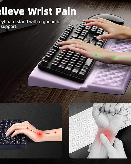 Ospelelf Keyboard Wrist Rest Pad, Comfy Ergonomic Keyboard Stand Riser Holder, Computer Wrist Support Cushion forTyping, Purple