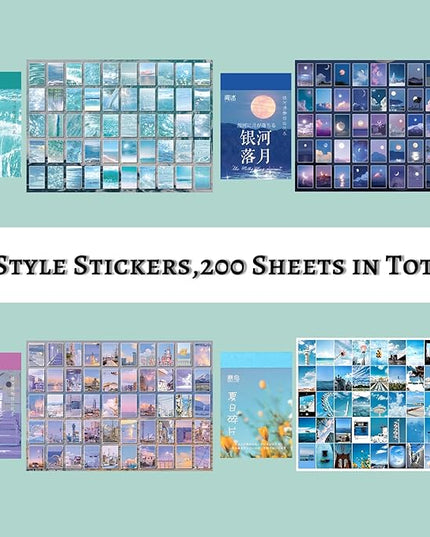 Daoeny Elegant Style 450 Pieces Washi Sticker Set, 9 Theme Scrapbooking Decals for DIY Arts and Crafts, Wall Decoration