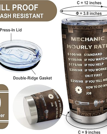 Mechanic Gifts Tumbler 20oz, Mechanic Gifts for Men, Mechanic Dad/Son/Husband Gift on Fathers Day/Christmas/Thanksgiving Day, Gift for Mechanics Men