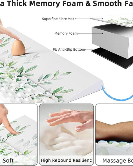 Ospelelf Keyboard Wrist Rest Pad Comfy Ergonomic Keyboard Stand Holder Office Desk Accessories Work from Home Essentials Green Leaves Pattern