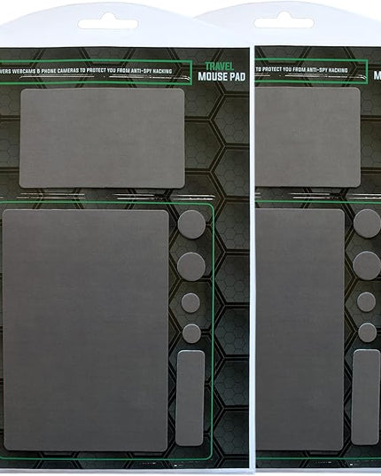 Mouse Pad Adhesive Bottom - Sticks to Any Surface - Portable - Webcam Covers and Screen Cleaner Included (2 Pack -Blank- Gray