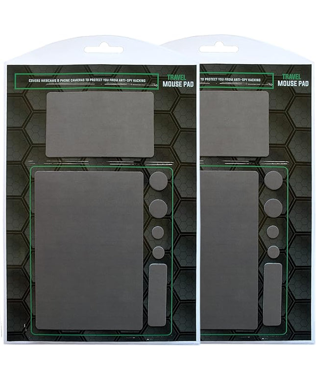 Mouse Pad Adhesive Bottom - Sticks to Any Surface - Portable - Webcam Covers and Screen Cleaner Included (2 Pack -Blank- Gray