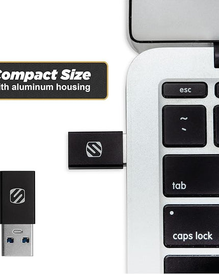 Scosche ACA-2PKSP Strikeline USB Type-C to USB Type-A Adapter 2 Pack - Black