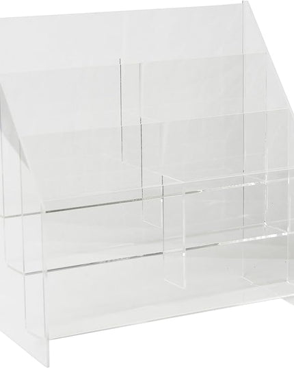 Clear-Ad - MPF-5585-6 - Premium Acrylic 3 Tier 6 Pocket Brochure Holder 5.5x8.5 - Transparent Plastic Pamphlet Display Stand (Pack of 4)