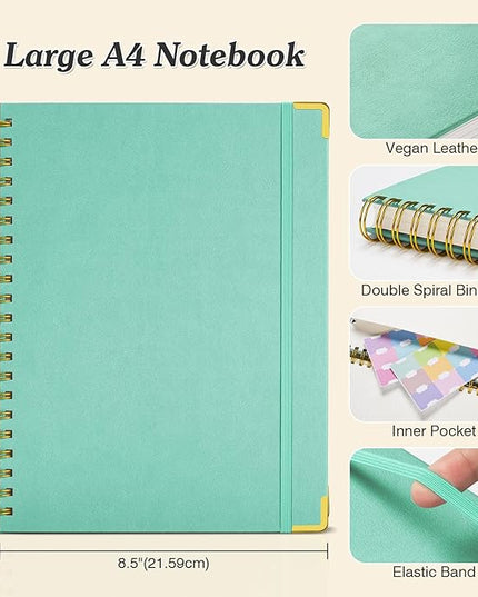 Blank Spiral Notebook: Sketch Book 8.5" X 11", Hardcover Sketchbook, 300 Pages Leather Unlined Notebook for Women Men,100GSM Thick Paper Journal, A4 Large Art Sketchbook for Drawing Writing Work,Green