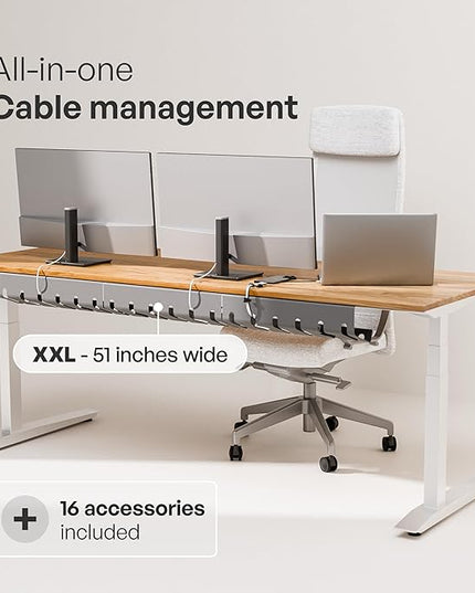 PAMO Cable Management Under Desk for Easy mounting Under-Table I Set of 3 - with 10X Cable Ties I Desk Organizer for Office/Home Office Table Thoughtful Cable Tray Holder