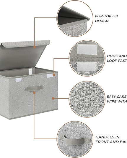 GRANNY SAYS Closet Storage Bins, Storage Boxes with Lids, Clothes Organizing Bins, Lidded Baskets for Toys, Clothing, Gray, Extra Large, 2-Pack
