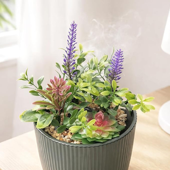 Earnest Living Essential Oil Diffuser Ceramic Artificial Succulent Plants Potted Diffuser 100 ml for Lavender Essential Oils Timers Night Lights and Auto Off Humidifier Aromatherapy Diffusers for Gift