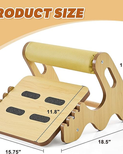 Foot Rest for Under Desk at Work- Adjustable Rocking Foot Stool with 3 Height Positions and Soft Crossbar, Ergonomic Wooden Footrest with Anti-Slip Surface for Home, Office