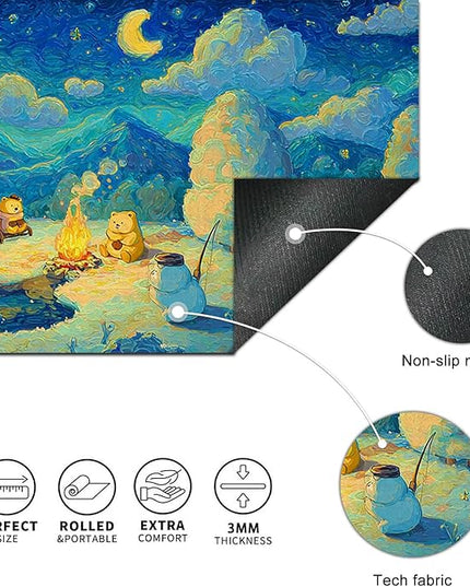 XL Mouse Pad 31.5 x 11.8 Inch Gaming Mousepad Diatomite Large Keyboard Mouse Pad for Home and Office Desk Accessories with Winter Cabin Starry Sky Bear Campfire Artwork