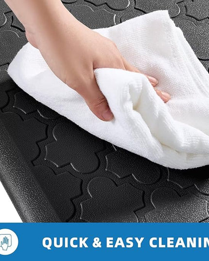 Kitchen Mats for Floor 2 Piece - Anti Fatigue Mats for Kitchen Floor - Non Slip Cushioned Rugs for Standing, Office, Sink, Laundry, Black