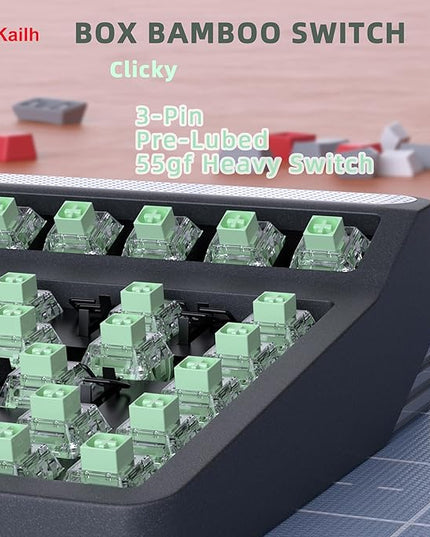 Kailh Box Bamboo Clicky Keyboard Switch,3-pin 55gf Heavy Typing & Gaming Switches for MX Mechanical Keyboard(72pcs)
