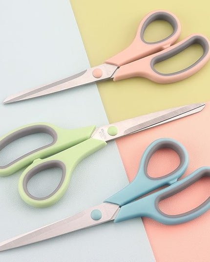 Scissors 8.5 Inch scissors all purpose Bulk Set of 3, Scissors for Office Home School Craft Supplies, Soft Comfort-Grip Right/Left Hand, Gray