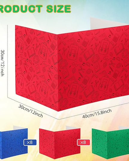 Crtiin 24 Pcs Privacy Folders for Students Desk Dividers Standard School Privacy Cardboard Board Testing Dividers Shield for Classroom Teacher Supplies Keep Eyes from roving(Cute)