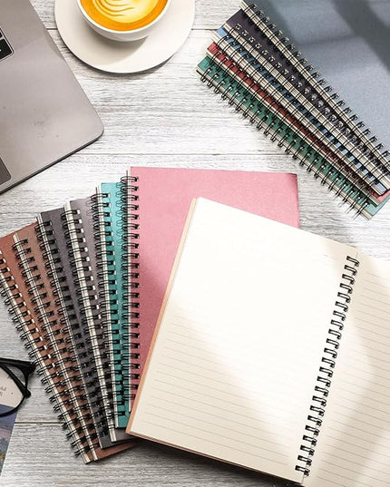 Fuutreo 12 Pcs Spiral Notebook for Work A5 8.3 x 5.7 Inch College Ruled Spiral Journal Notebook Kraft Cover Ruled Paper, 12 Color, 60 Sheets, 120 Pages for Office School(Business Color)