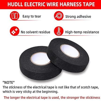 6-Pack Wire Harness Tape,Friction Tape 3/4-Inch by 50-Foot,High Temp Wire Cable Loom Self-Adhesive Tape for Automobile Electrical and Engine Wire Noise Dampening,Audio Wire Harness