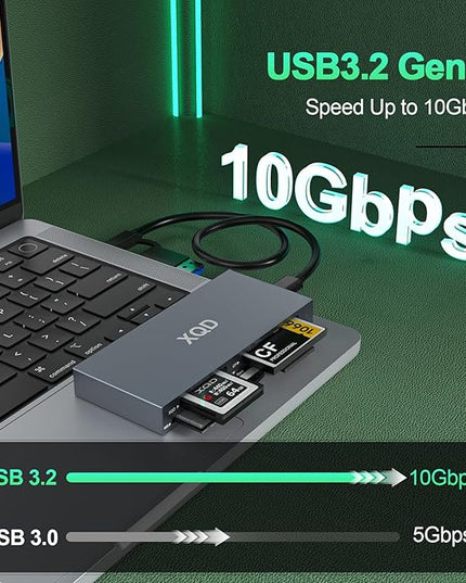 USB 3.0 Multi 8 in 1 USB C/USB A XQD Card Reader for Sony G M Series/Lexar 2933x/1400x Mark XQD/CF/XD/MS/SD/TF,10Gbps Type C Memory Card Adapter for Windows/Mac OS/Linux/Android