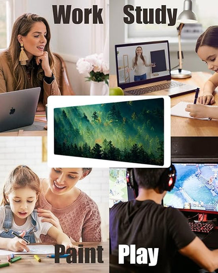 Galdas Mouse Pad,Office Desk Mat Large Gaming Keyboard Pad Durable Stitched Edges Washable Smooth Surface Control & Accuracy Extended Computer Mouse Mat (31.5X11.8In)-Green Forest…