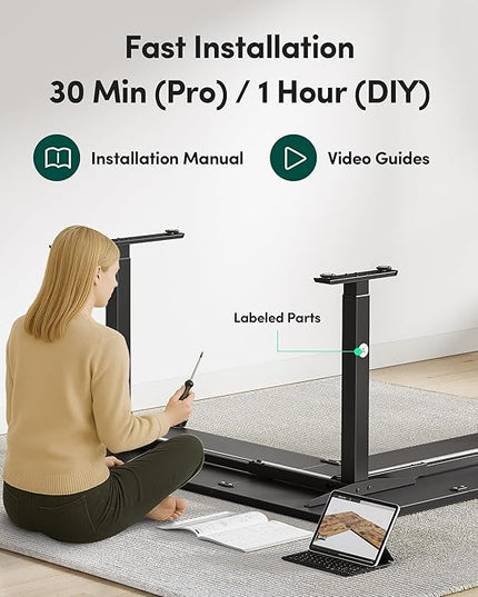 FEZIBO 75 * 63 L Shaped Standing Desk, Electric Height Adjustable L Shaped Desk, Suitable for Home Office, Black