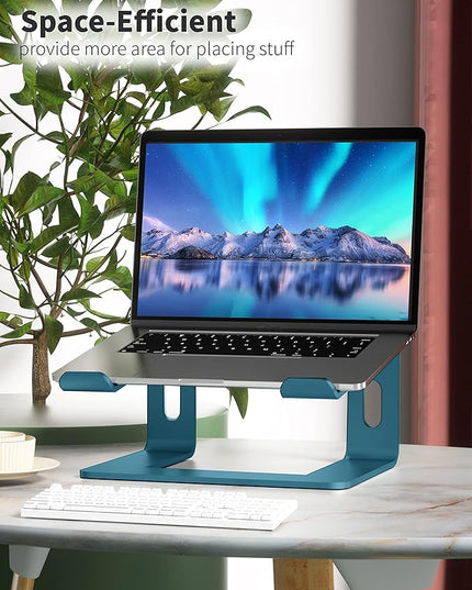 SOUNDANCE Laptop Stand, Aluminum Computer Riser, Ergonomic Laptops Elevator for Desk, Metal Holder Compatible with 10 to 15.6 Inches Notebook Computer, Navy Blue