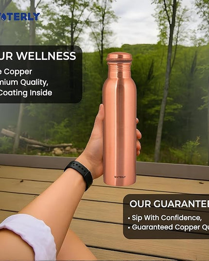 Plain Copper Water Bottle (34 Oz /1000ml) With Set Of 2 Tumbler (10 Oz/300ml Each) | Best use for Office,Gym & gifts |100% Pure Copper Material with Leak proof Quality Made In India