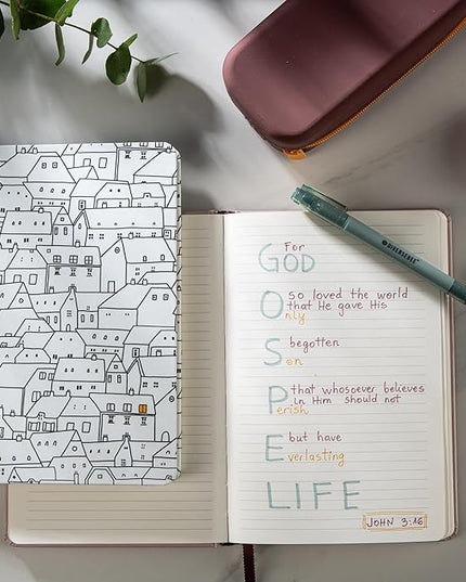 DIVERSEBEE Hardcover Lined Journal Notebook, Medium A5 (5.8 x 8.3 inches), 192 Pages, Thick Paper, Aesthetic Journals for Writing, Office School Bible Journaling Supplies (City on a Hill)