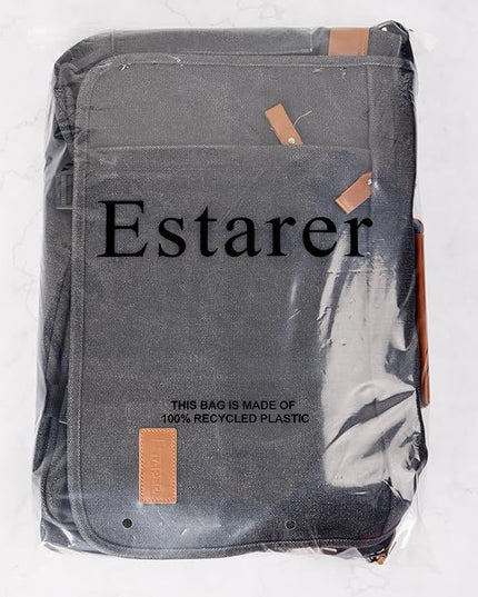 ESTARER Messenger Bag 17-17.3 Inch, Men's Computer Satchel Water-resistant Canvas, Teacher Laptop Briefcase for Work Office College, Dark Grey